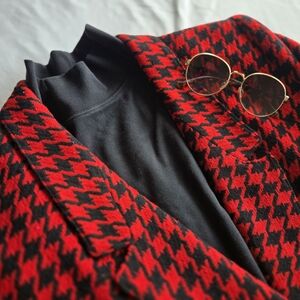 Vintage Giorgio Sant'Angelo Blazer Red Houndstooth 100% Wool